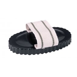 Скребница чесалка, металлическая, овальная с ручкой, 17х10 см, №1816