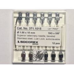 Игла инъекционная, Луер-Лок, 1,0х15, 19G, для птиц, Сокорекс, 371.1015, упак. 12 шт.