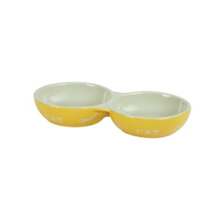 Миска для кошек, керамическая, двойная, 2х200 мл, цвета в ассортименте, 82670, Кербл