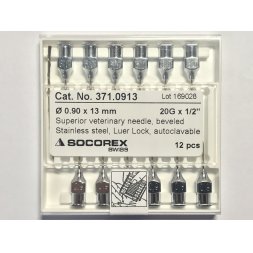 Игла инъекционная, Луер-Лок, 0,9х13, 20G, для птиц, Сокорекс, 371.0913, упак. 12 шт.