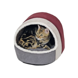 Домик для кошек Амели, полиэстер, 35х33х32 см, бордовый/антрацит, 81271, Кербл